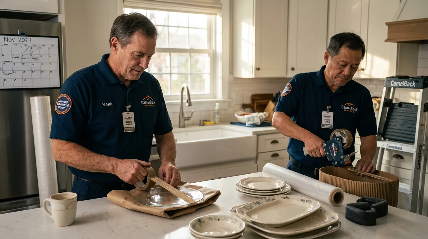 Professional crew packing kitchen dishware in Des Moines, IA